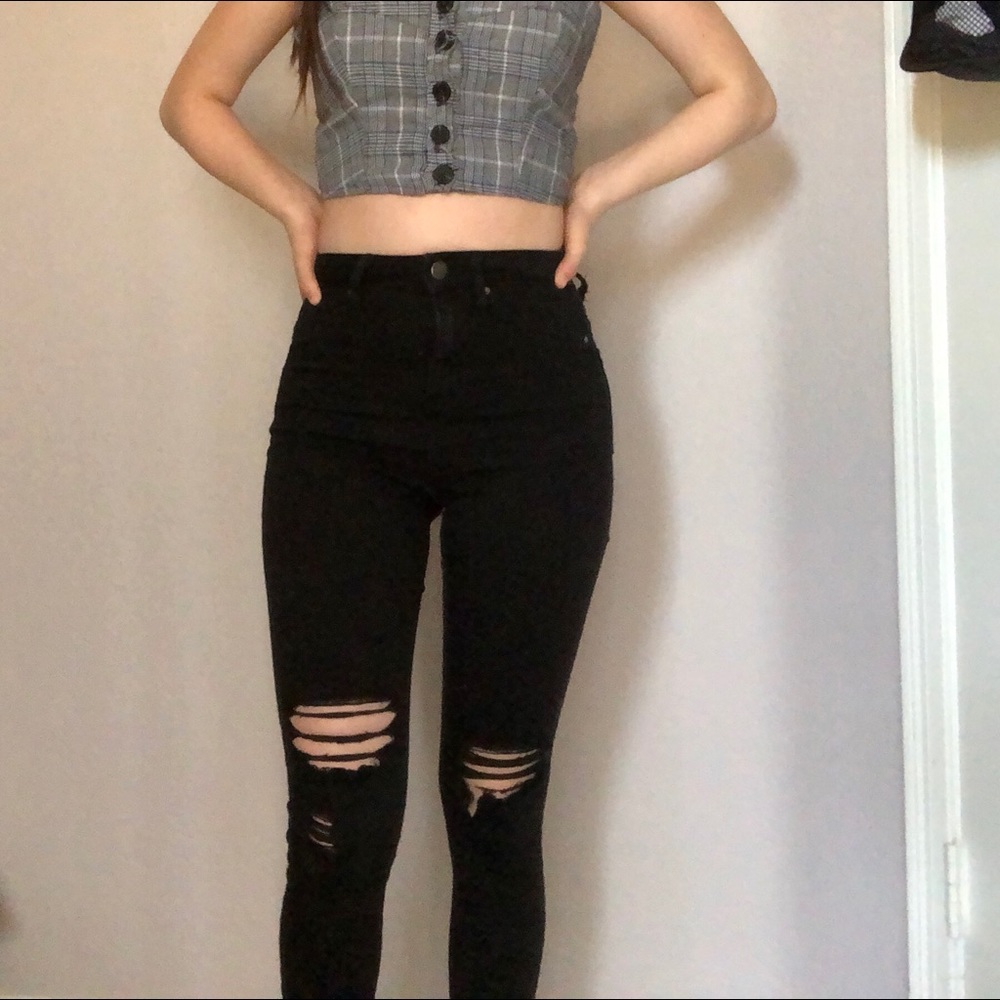 Black Ripped High Waisted Jeans
